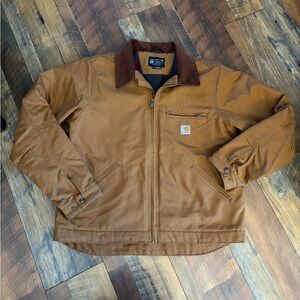 Carhartt Brown Duck Canvas Jacket with Dark Brown Corduroy Collar